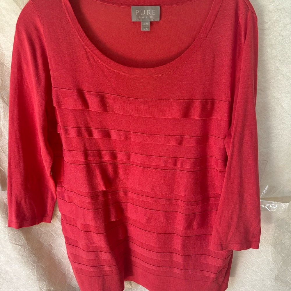 Pure Collection Red Crew Neck Sweater